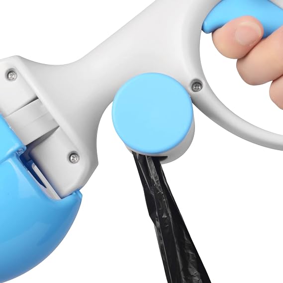 Gegong Pet Pooper Scooper for Dogs and Cats with Trash Bags Holder, Non-Breakable High Strength Material Poop Scooper for Easy Grass and Gravel Pick Up(Including a roll of Trash Bag) (Blue)