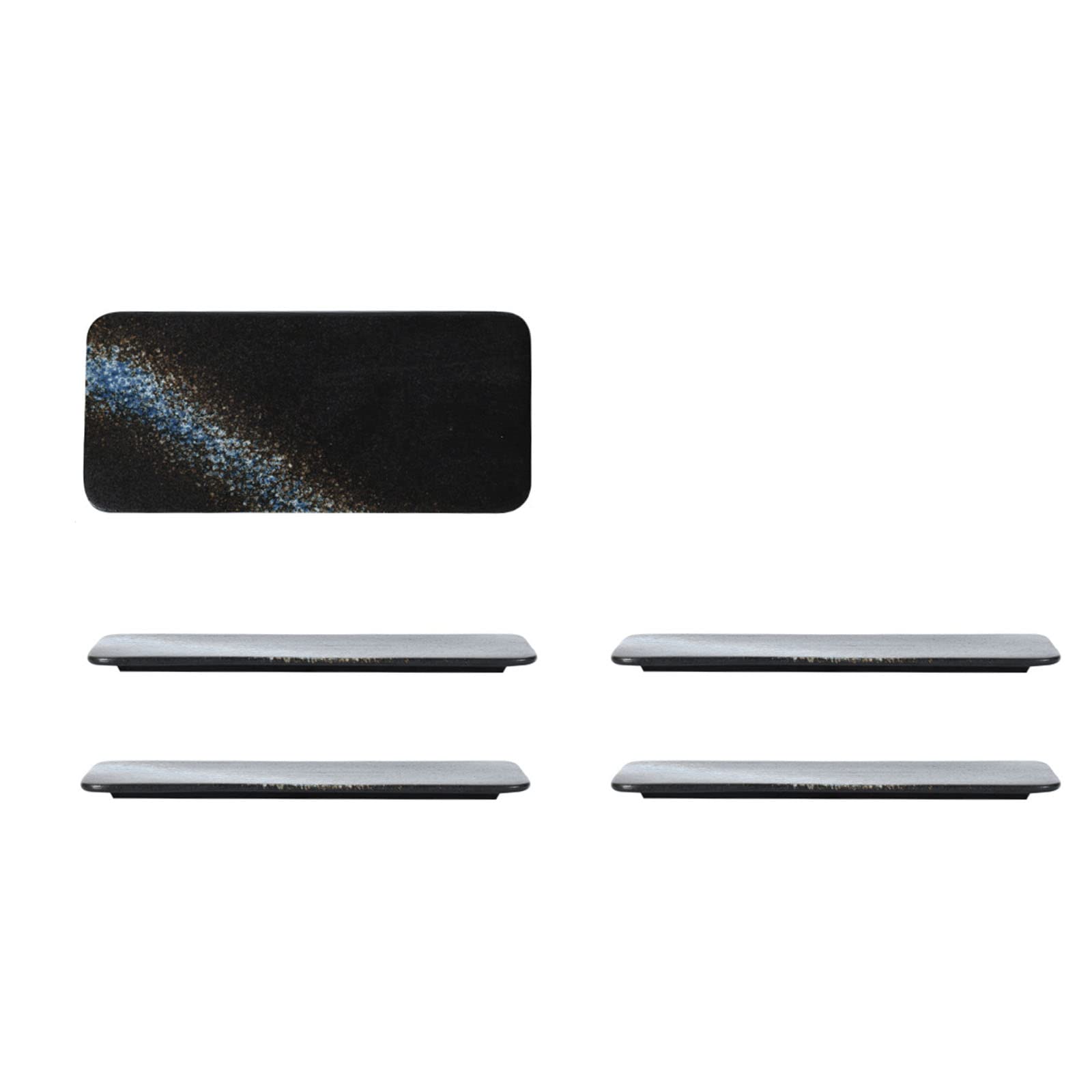 Lot De 4 Assiettes En Céramique, La Glaçure Est Lisse Et Facile À Nettoyer, Convient Pour Les Sushis, Sashimis Et Balaous,Noir,4pcs