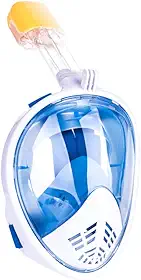 Máscara de mergulho com snorkel Full Face BESPORTBLE, máscara de mergulho panorâmica de 180° com suporte para câmera, máscara de mergulho de silicone, equipamento de natação, antivazamento e antiembaçamento, sistema Dry Top