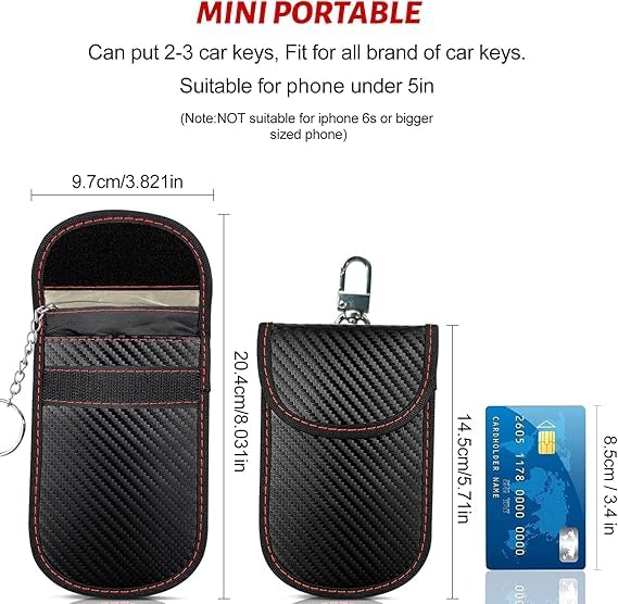 Image of figurine Faraday Bag, Car Key Case for Signal Protection, Secure Faraday Bag for Phone and Car Keys, Large Size with Keychain Design for Daily Commute and Travel Use