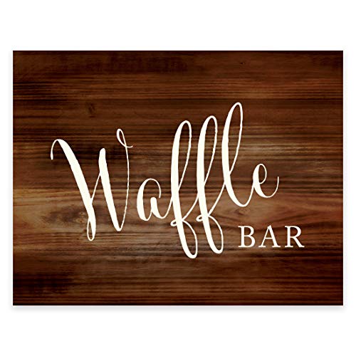 Andaz Press Wedding Party Signs, Rustic Wood Print, 8.5x11-inch, Waffle Bar Reception Dessert Table Sign, 1-Pack, Sunday Brunch Decor Decorations, Unframed