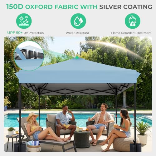 Image of JEAREY 10x10 Pop Up Canopy Tent, Easy Up Outdoor Market Canopy, Light Blue