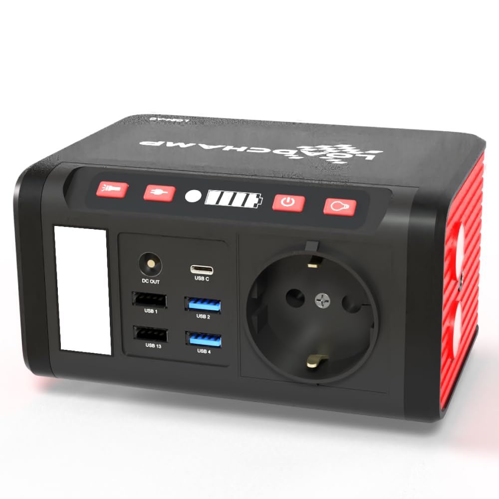 LOADCHAMP Powerbank mit Steckdose 24000 mAh 230V Powerstation Laptop
