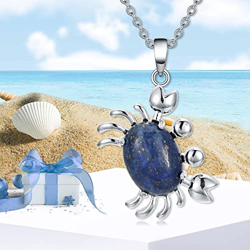 Vijashop Crab Necklace For Women Lapis Lazuli Crab Pendant Crab Jewelry Lapis Necklace Birthday Gift For Girlfriend Wife Mother Daughter #TOP2