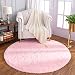 LOCHAS Round Area Rugs Super Soft Living Room Bedroom Home Shaggy Carpet 4-Feet (Pink)