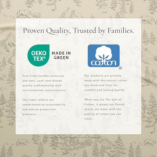 Image of Great Bay Home Flannel Sheet Set California King Size - 100% Turkish Cotton, Double-Brushed, Lodge-Printed Bed Sheets - Ultra-Soft, Cozy, 4-Piece Bedding Set (Bear Mountain)