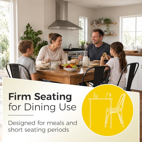 Image of Metal Dining Chairs with Backrest, Stackable, Yellow, 6 Pack | Easy Assembly, Non-Slip Feet, 330 lb Capacity, Kitchen, Restaurant, Cafe, Pub, Covered Patio