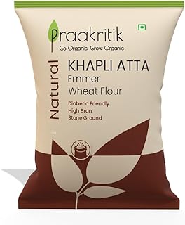 Praakritik Natural Khapli Wheat Atta 5 Kg, Emmer Wheat Flour, High Fiber, Low Gluten & Diabetes-Friendly, Ancient Grain, Easy Digestion