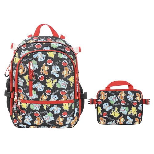 Bioworld Pokemon Starters & Pokeballs All-Over Print 16 Backpack & Lunch Kit Value Set