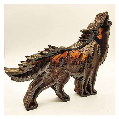 Ornement de bureau loup artisanat figurine design statue animaux géométriques
