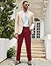 COOFANDY Men Fashion Expandable Waist Suit Pants Formal Work Regular Fit Pants Dark Red