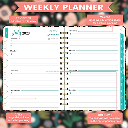 Planner 2023-2024 - 2023-2024 Weekly Monthly Planner From July 2023 To June 2024, 6.4'' X 8.5'' Academic Planner 2023-2024 With Thick Paper, Pocket, Tabs #TOP2