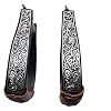 New Black Aluminum Western Saddle Stirrups with Engraved Silver and Crystal Rhinestones