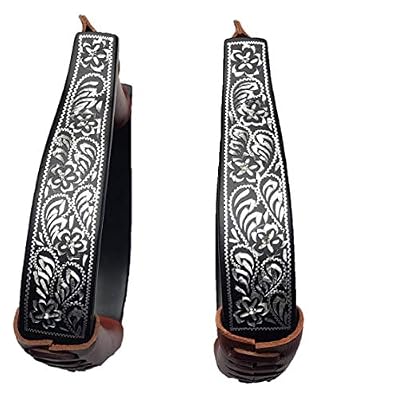 New Black Aluminum Western Saddle Stirrups with Engraved Silver and Crystal Rhinestones