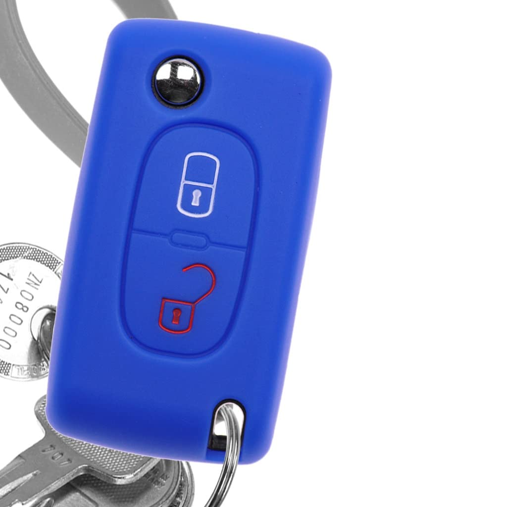 HIBEYO Custodia In Pelle Per Chiave Auto | Compatibile Con Peugeot 207/307/407 E Citroen C2/C3/Berlingo, 3 Tasti, Nero