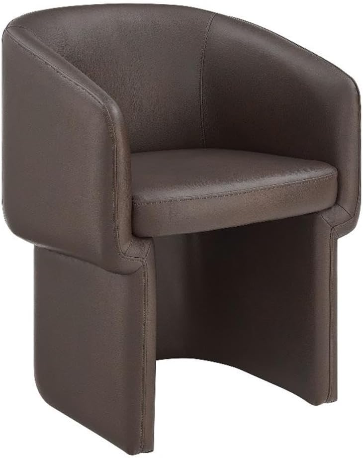 Modway Verity Vegan Leather Dining Chair with Rounded Back in Espresso – Upholstered Barrel Accent Chair with Armrests for Kitchen, Office, or Living Room