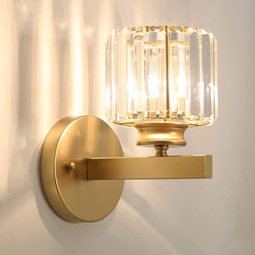 Crystal Wall Lights Sconce Modern Crystal Lights Decorative Wall Lighting Bedside Lamp Wall Sconce Home Lighting Glass Lampshade for Living Room Corridor Lamp E26 Wall Lighting Fixtures (Gold)
