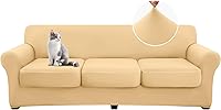 Vista 17 de hyha Fundas de sofá de 4 piezas para sofá de 3 cojines, fundas de sofá suaves y lavables, fundas de sofá elásticas para perros, protector de muebles