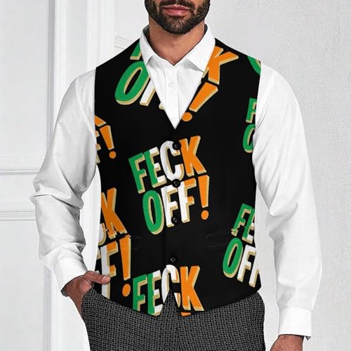 Feck Off Irish Sayings Men's Formal Suit Vest for Business Formal Or Casual Dress Waistcoat Wedding2