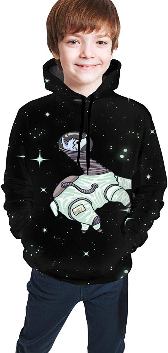 Kids 3D Panda Space Printed Pullover Hoodie Funny Sweatshirt for Boys Girls 4-16Y