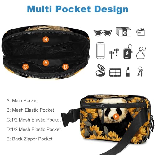 Riñonera de girasol panda ajustable multicolor 17 para hombres y mujeres 5