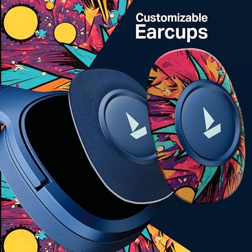 Image of Boat Rockerz Plus 550, Customizable Earcups, 100H Battery, 50mm Drivers, Dual Pair, Stream Ad Free Music via App Support, Bluetooth Headphones, Wireless Headphone with Mic (Blue Psyche)