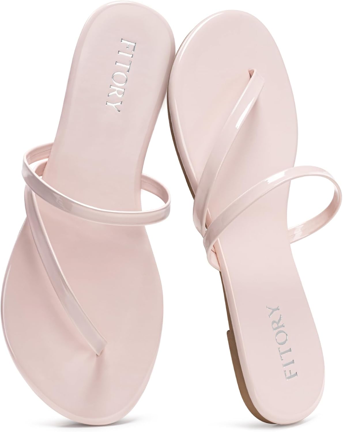 FITORY Womens Flip Flops, Strappy Open Toe Flat Sandals for Summer 2026, Lightweight and Comfortable Slides for Beach and Casual Walking, Indoor and Outdoor Size 6-11