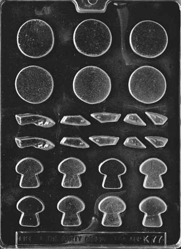 Cybrtrayd Life of the Party K077 Pepperoni Mushroom Peppers Pizza Chocolate Candy Mold in Sealed Protective Poly Bag Imprinted with Copyrighted Cybrtrayd Molding Instructions