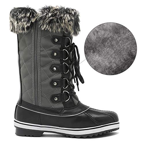 Dream Pairs Women's River_1 Grey Mid Calf Waterproof Winter Snow Boots Size 7 M Us #TOP2
