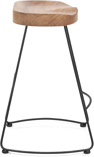 Miniatura 9 de Juego de 2 sillas de bar estilo rústico retro americano, taburete de bar simple de moda moderna, silla de comedor de madera de mediados de siglo,