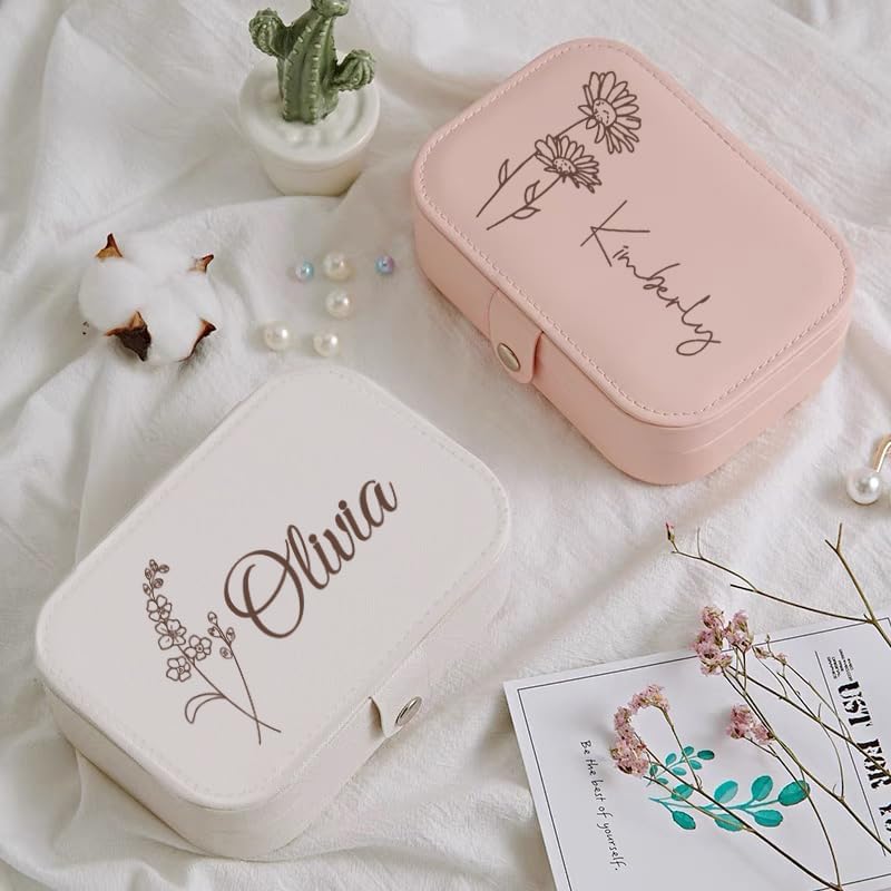 Personalized Jewelry Box Gifts for Women Custom Travel Jewelry Case Organization Leather Customized Birthday Anniversary Bridesmaid Gifts - Image 3