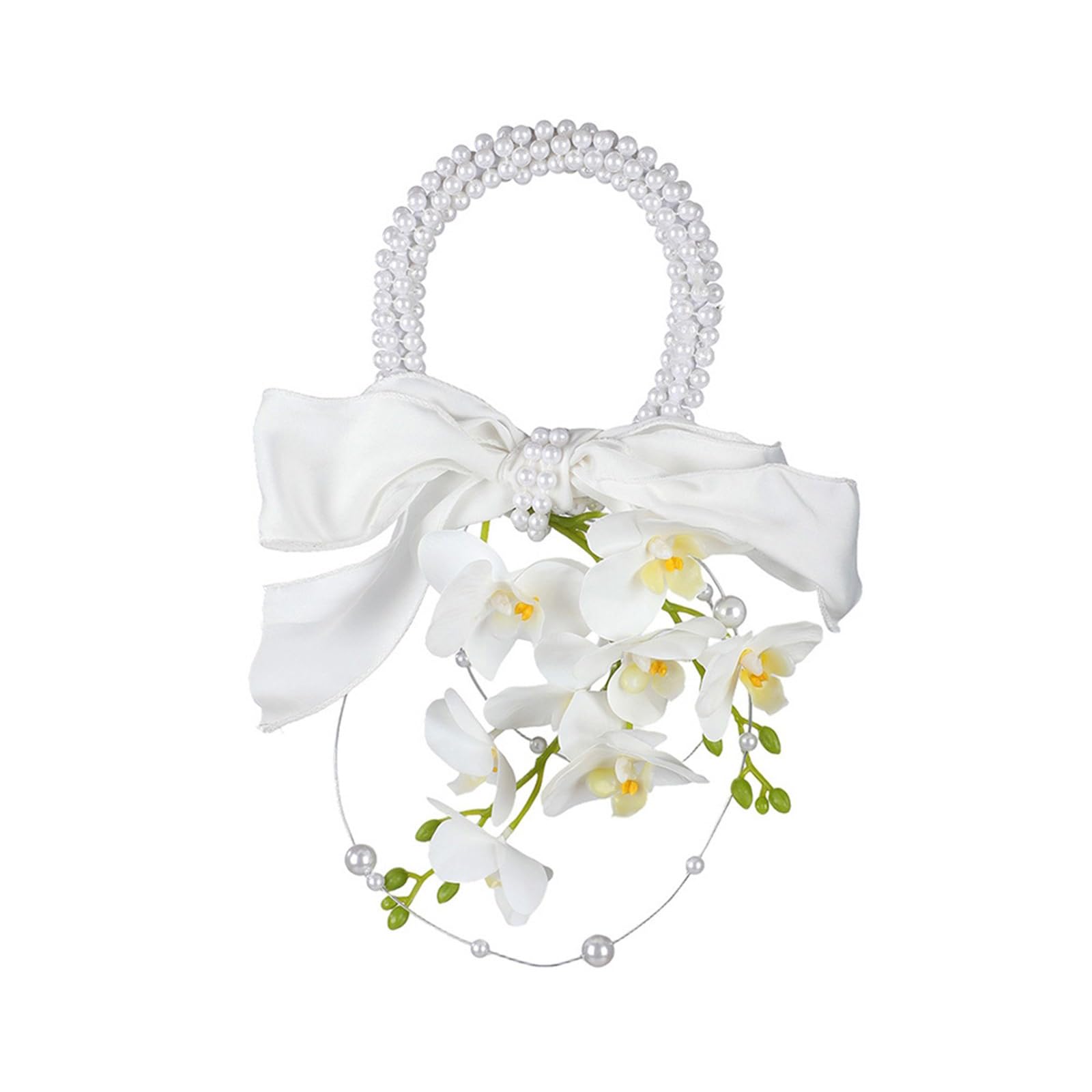HDOYTXXM Waterfall Pearls Faux Calla Bridal Bouquet for Wedding Ceremony Keepsakes Realistic Floral Bouquet Waterfall Pearls