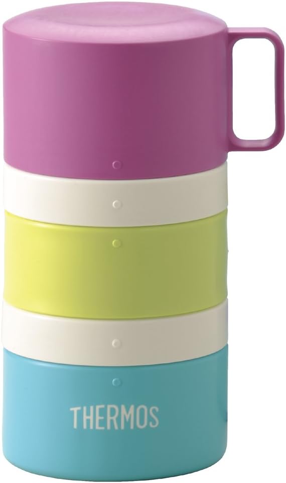 THERMOS Bottle-Shape 3-Layer Bento Box 560ml Blue Border DJG-550 BLBD (Japan Import)