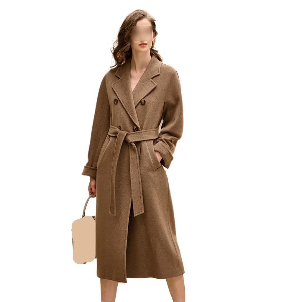 Cappotto in cashmere di fascia alta Cappotto in tweed di lana cammello di media lunghezza da donna invernale
