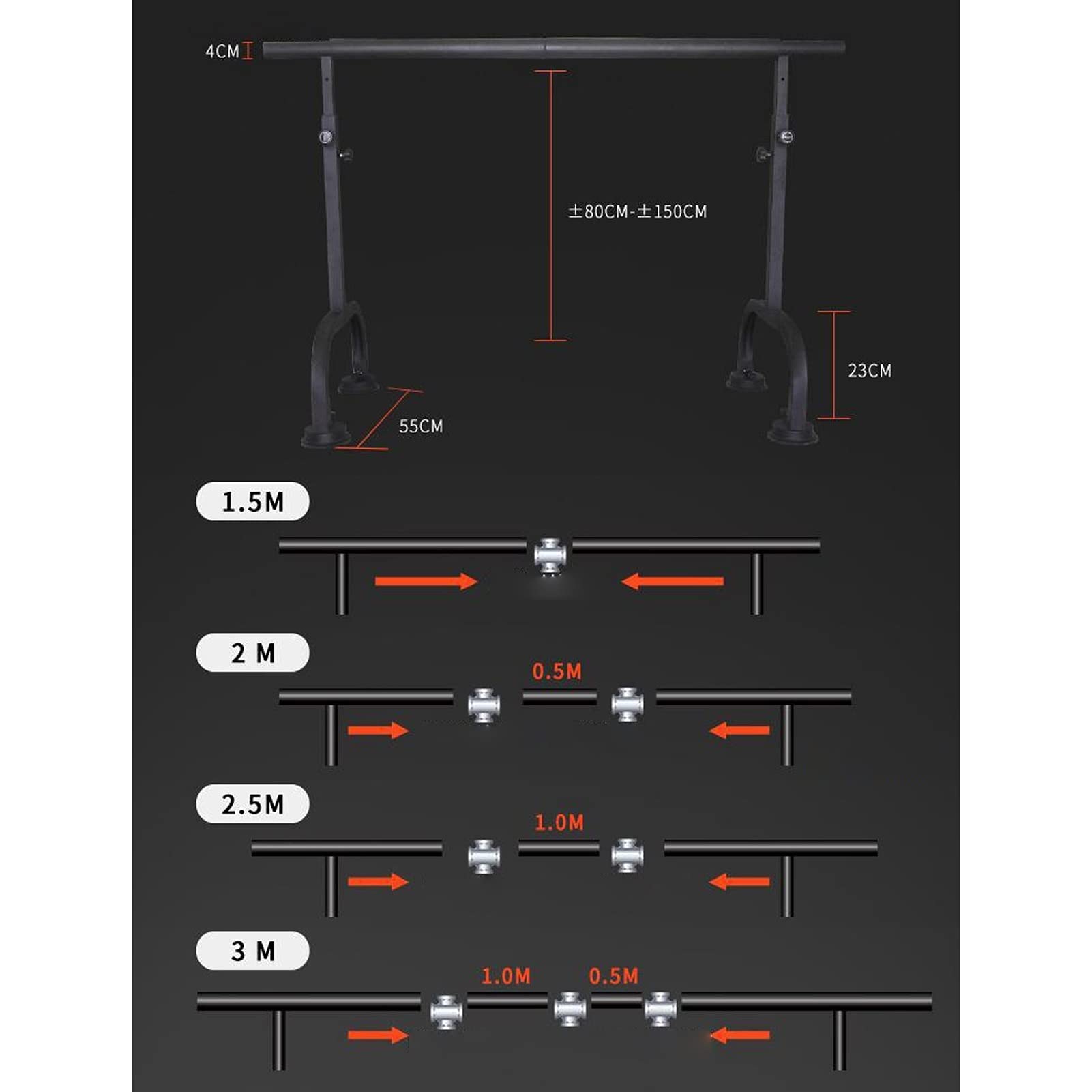 Barra de Ballet portátil, Ajustable e Independiente con ventosas para Adultos y niños, Ideal para Practicar y Entrenar Danza. Disponible en Varios tamaños.