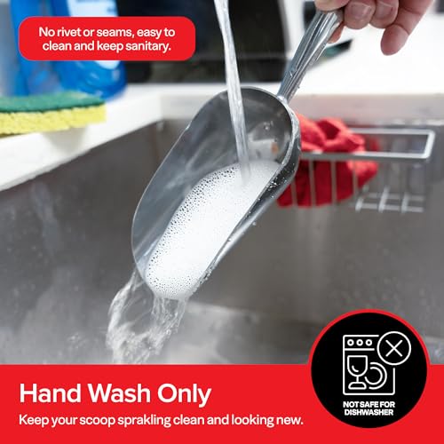 Image of 12 oz Ice Scoop (Hand Wash Only), Stock Your Home Metal Ice Scoop for Freezer, Commercial Food Grade Aluminum Utility Scooper for Ice Machine, Kitchen, Bar, Restaurant, Flour, Popcorn and Pet Food
