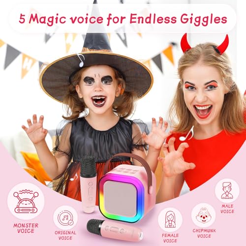 image for Kinglucky Mini Karaoke Machine for Kids, 2025 TOP Pink Toys Birthday G