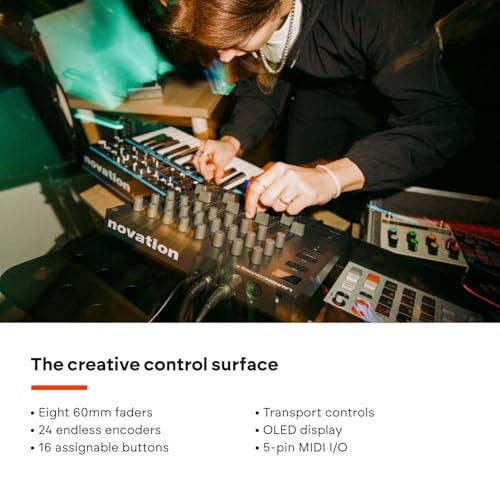 Image of Novation Launch Control XL 3 - USB Powered, MIDI Control Surface and Mixer for DAW and Hardware Integration with 8 Faders, 24 Endless Encoders, 5-Pin MIDI I /O, and Music Software Bundle | USB-C Bus-Powered, 5-Pin Midi in and Out and Out2-Thru, 16 Assignable Buttons, 128x64 OLED