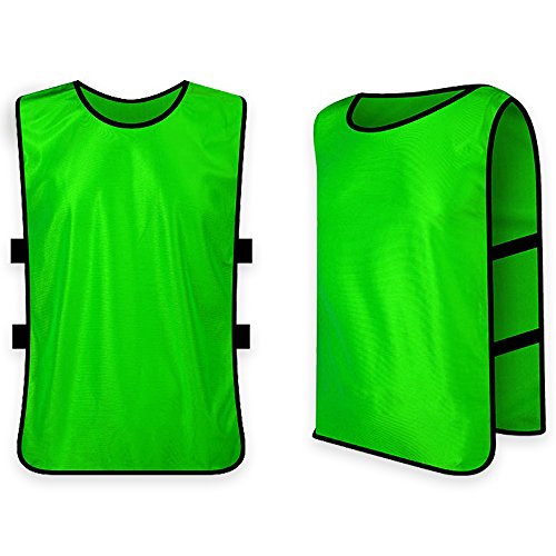 Naisidier Chaleco de Fútbol,Petos Respirable de Fútbol Baloncesto Deportes Correa Elástica para niños Hombres Mujeres Adultos de Free Size, Verde