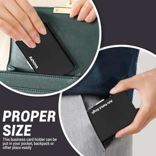 Image of FELSTAR Customized /Personalized Name Engraved RFID Blocking Metal Smart Credit /Debit ATM Card Holder Wallet 6 Slot Holds 10-12 Cards for Men and Women (Black)