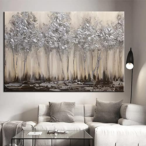 Impression toile abstraite moderne fleurs et bois art mural blanc texture premium 40x60