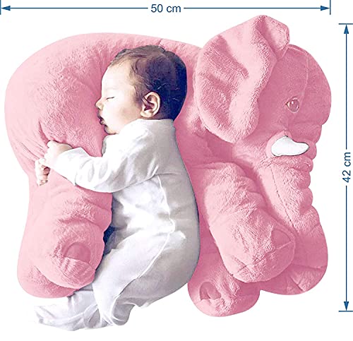 Image of Little Innocents Big Size Fibre Filled Stuffed Animal Elephant Baby Pillow with Ball Soft Toy for Baby Kids boy Girl Birthday Gift (Pink with Ball) - 1Year Above