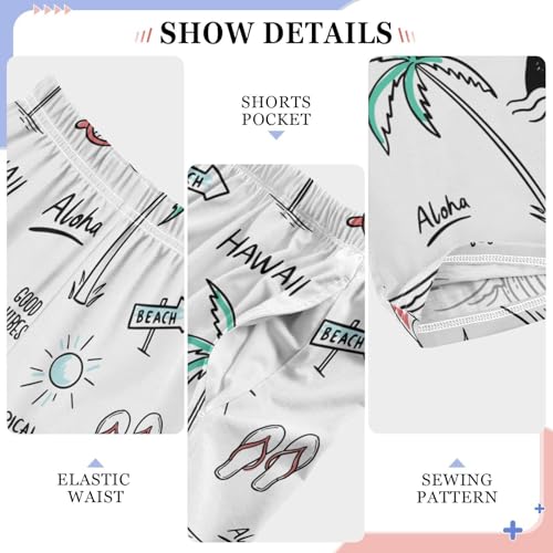 ZZXXB Hawaii Palm Tree Boys Long Pants Soft Trousers Elastic Waist Kids Lounge Bottoms with Pockets S-XL4