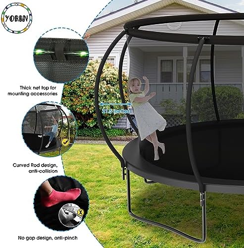 YORIN Tranpoline 14 FT 12 FT Tranpoline for Kids and Adults, 1400LBS Tranpoline with Basketball Hoop, Enclosure Net, Back Yard Heavy Duty Outdoor Recreational Tranpolines - ASTM Approved 6 51FRO8MeiiL. AC