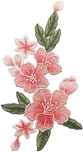 Sourcemall Sew on Lily Floral Patches, Embroidered Flower Appliques for DIY Clothing, Jackets, Jeans, Backpacks, Hats, Arts Craft Sew Making (Pink Lily)