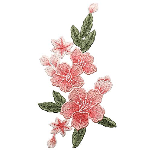Sourcemall Sew On Lily Floral Patches, Embroidered Flower Appliques For Diy Clothing, Jackets, Jeans, Backpacks, Hats, Arts Craft Sew Making (Pink Lily) #TOP10