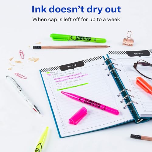 Image of Avery Hi-Liter Pen-Style Highlighters, Smear Safe Ink, Chisel Tip, 4 Assorted Color Highlighters (23545)