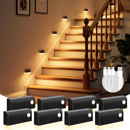 VOLISUN Motion Sensor Rechargeable Night Lights, 3 Modes 3CCT 8Pack,Black