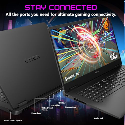 Image of HP OMEN 17.3 inch RTX 5060 AI Gaming Laptop, FHD IPS 144Hz, AMD Ryzen AI 9 365(Beats Intel i9), 64GB DDR5 RAM, 2TB SSD, RGB Backlit KB, Low Blue Light, Bundle with Thunderobot 7 in-1 USB-C Hub