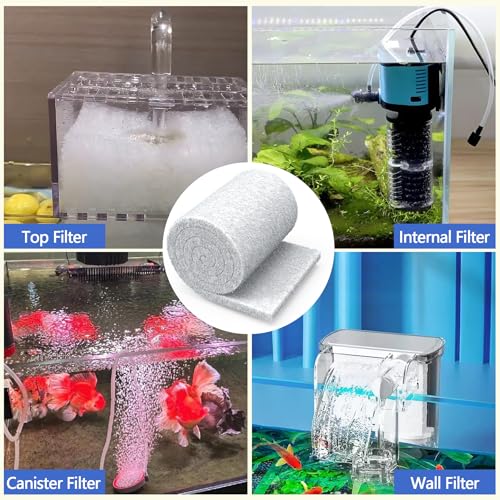 Image of Aquarium Filter Media Floss, 12 inch x 72 inch Cut to Fit Fish Tank Filters for Crystal Clear Water Roll Material Pond Pad Foam for Freshwater, Saltwater, Turtle Tanks, Reef & Koi Ponds